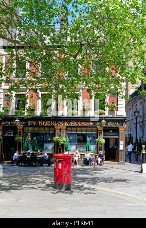 Exterior of the famous Sherlock Holmes pub in Northumberland Street, Westminster central London England UK Stock Photo