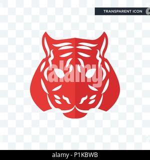 tiger vector icon isolated on transparent background, tiger logo concept Stock Vector