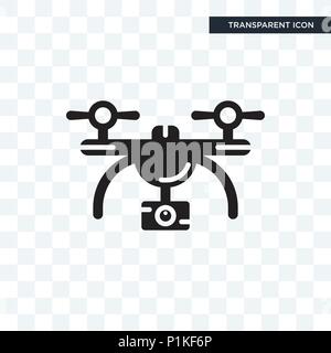 Drone vector icon isolated on transparent background, Drone logo concept Stock Vector