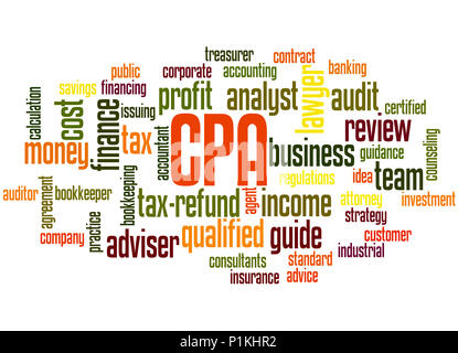 CPA - Certified Public Accountant, word cloud concept on white background. Stock Photo