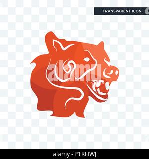 bear head vector icon isolated on transparent background, bear head logo concept Stock Vector