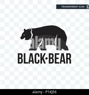black bear vector icon isolated on transparent background, black bear logo concept Stock Vector