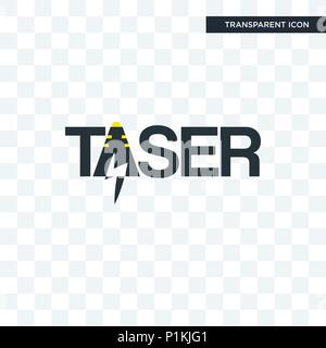 taser vector icon isolated on transparent background, taser logo concept Stock Vector