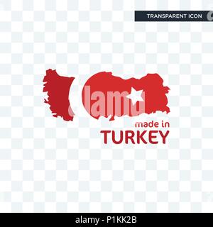 made in turkey vector icon isolated on transparent background, made in turkey logo concept Stock Vector