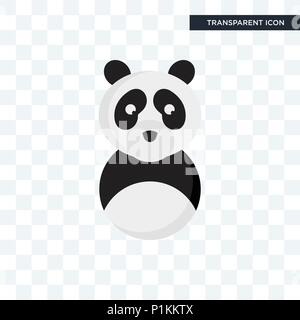 panda mascot vector icon isolated on transparent background, panda mascot logo concept Stock Vector
