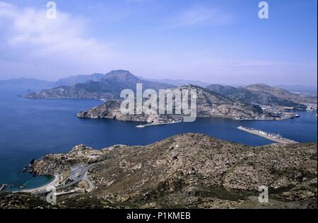 Cartagena, view of the bay from the way to San Julián castle. Stock Photo