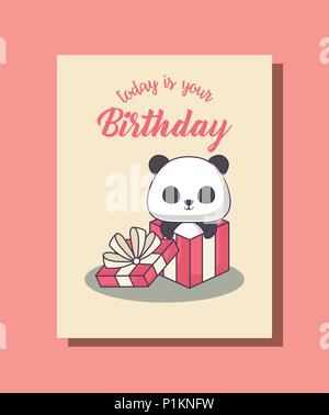cute panda bear clebrating party kawaii character vector illustration design Stock Vector