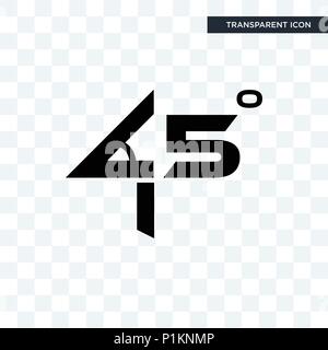 45 degree angle vector icon isolated on transparent background, 45 degree angle logo concept Stock Vector