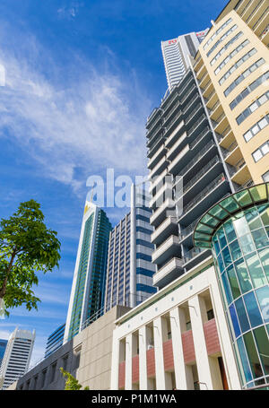 Looking up at the skyscrapers of Perth's CBD, Perth City, Western Australia, Australia Stock Photo