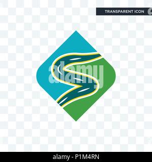 Winding Road on a transparent Background. Road way location infographic