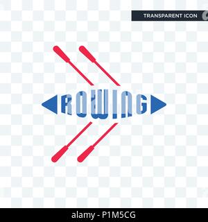 rowing vector icon isolated on transparent background, rowing logo concept Stock Vector