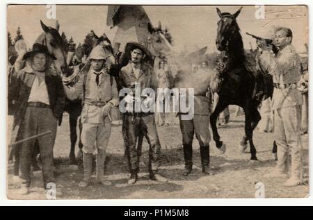 THE CZECHOSLOVAK REPUBLIC - CIRCA 1960s: Vintage photo shows scene from film Vinnetou. Stock Photo