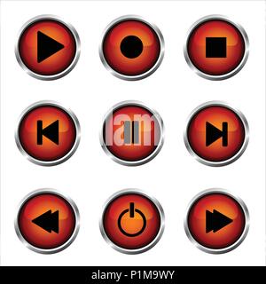 Set of media buttons Stock Vector