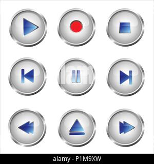 Set of media buttons Stock Vector