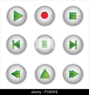 Set of media buttons Stock Vector