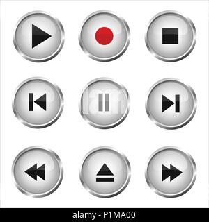 Set of media buttons Stock Vector