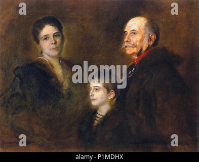 Lenbach  Franz Von - General Von Hartmann with Wife and Son Stock Photo