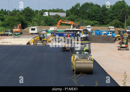 Making compound for roadworks by A14 Stock Photo