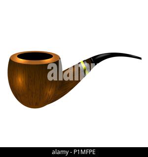 Retro Wooden Smoking Pipe Isolated on White Background Stock Vector