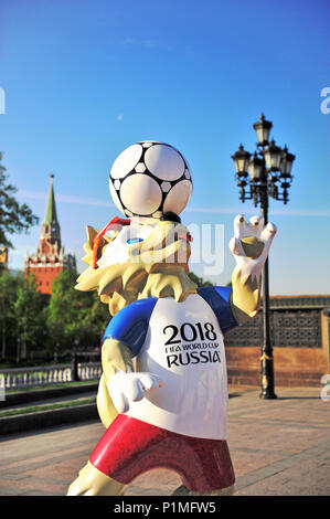 MOSCOW, RUSSIA - MAY 08: Official mascot Zabivaka of FIFA World Cup 2018 in Moscow, Russia on May 8, 2018. Stock Photo