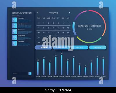 Dashboard infographic template with modern design Stock Vector