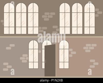 Vector modern loft office interior empty scene in flat style Stock Vector