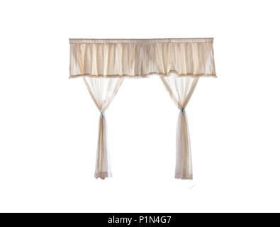 Cream curtain,isolated on white background with clipping path. Stock Photo