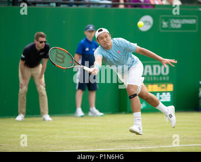 Nottingham Tennis Centre, Nottingham, UK. 12th June, 2018. The Nature Valley Open Tennis Tournament; Eyes on the ball from Tatsuma Ito (JPN) in his match with Cameron Norrie (GBR) Credit: Action Plus Sports/Alamy Live News Stock Photo