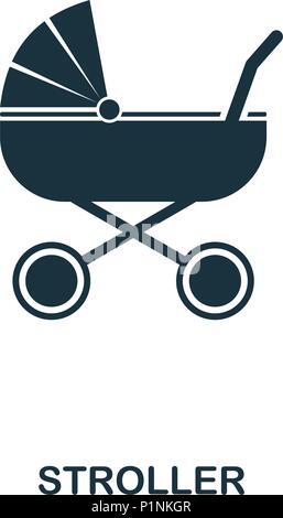 Stroller icon. Mobile apps, printing and more usage. Simple element sing. Monochrome Stroller icon illustration. Stock Vector