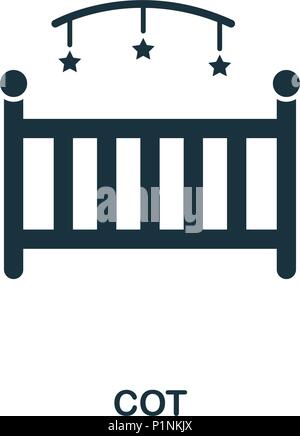 Cot icon. Mobile apps, printing and more usage. Simple element sing. Monochrome Cot icon illustration. Stock Vector