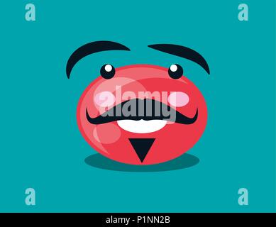 Red nose day design with cartoon red nose with mustache and eyebrows over blue background, vector illustraiton Stock Vector