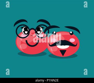 Red nose day design with cartoon red noses with mustache and glasses  over bue background, vector illustraiton Stock Vector