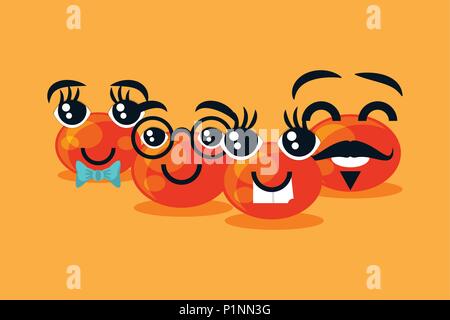 Red nose day design with cartoon cute and happy red noses over orange background, colorful design. vector illustration Stock Vector