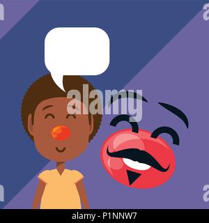 Cartoon happy red nose and girl with red nose over purple background, colorful design. vector illustration Stock Vector