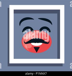 decorative frame with red nose with mustache over gray background, vector illustration Stock Vector