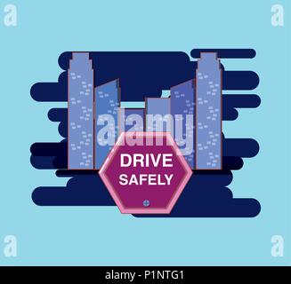 driver safely campaign label vector illustration design Stock Vector