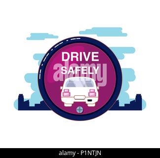 driver safely campaign label vector illustration design Stock Vector
