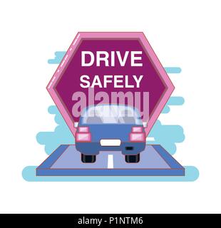 driver safely campaign label vector illustration design Stock Vector