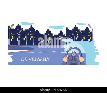 driver safely campaign label vector illustration design Stock Vector