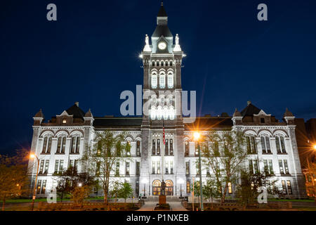 Historic Erie County Building in Buffalo, New York at Night Stock Photo
