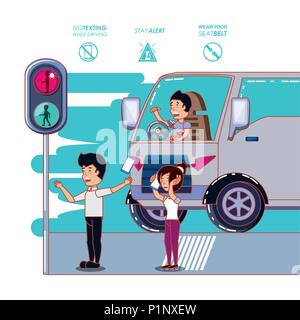 driver safely campaign label vector illustration design Stock Vector