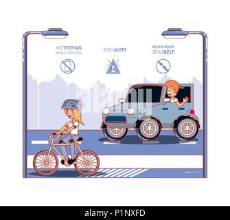 driver safely campaign label vector illustration design Stock Vector