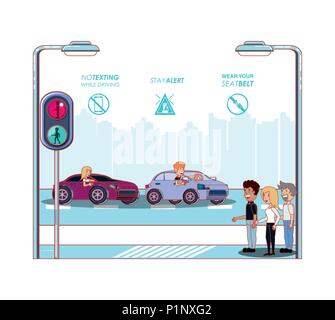driver safely campaign label vector illustration design Stock Vector