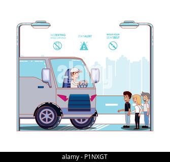 driver safely campaign label vector illustration design Stock Vector