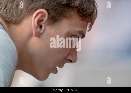 STOCKHOLM, SWEDEN, JUNE 10, 2018: Armand Duplantis (SWE) during the pole vault competition in the Diamond league at  the Olympic arena Stockholm Stadi Stock Photo