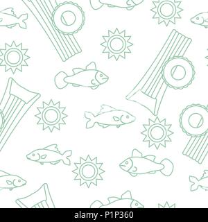 Seamless pattern with inflatable mattress, inflatable circle. Summer leisure. Stock Vector