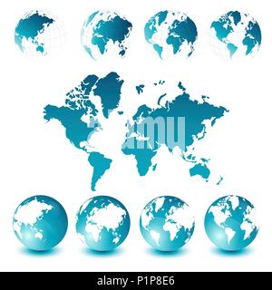World map and globes Stock Vector