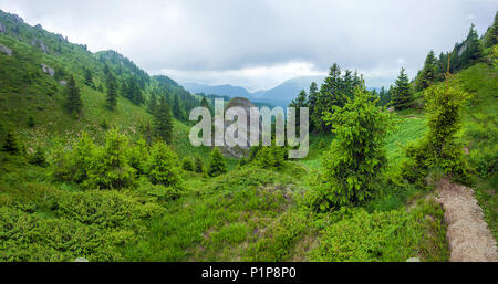Panoramic view of Mount Ciucas on summer, part of the Carpathian Range from Romania Stock Photo