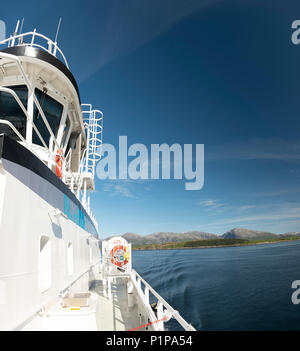 Inland ferry linking the islands and highways of Norway Stock Photo