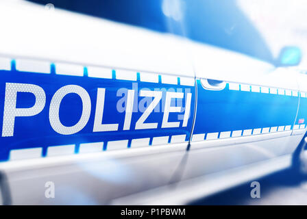 close-up of side of German police car Stock Photo